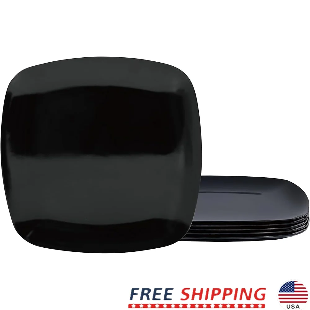 

10,5-дюймовые меламиновые квадратные обеденные тарелки, набор из 6 небьющихся сервировочных блюд для использования в помещении и на открытом воздухе, элегантная столовая, устойчивая к разрыву