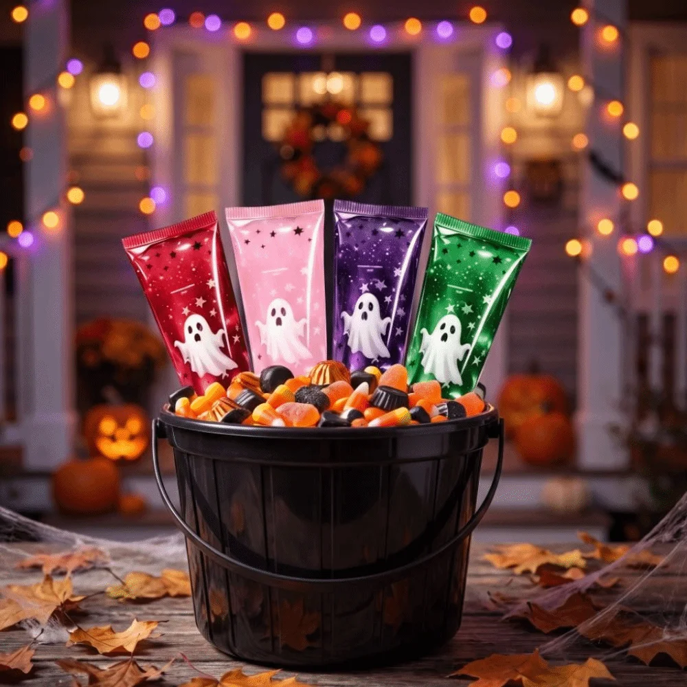 Kiddiway Glitter Squishy Toy Sequins Soft TPR Stress Relief Toy Portable Handheld Maltose Decompression Toy Halloween Gift