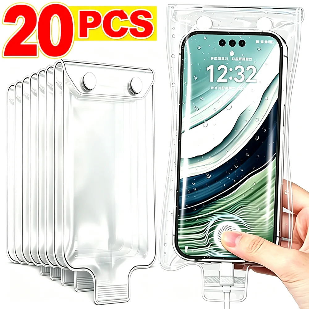 20-1Pcs Universal Transparent Phone Cases Waterproof Mobile Phone Cover Pouch Bags for Cycling Biking Outdoor Cellphone Covers