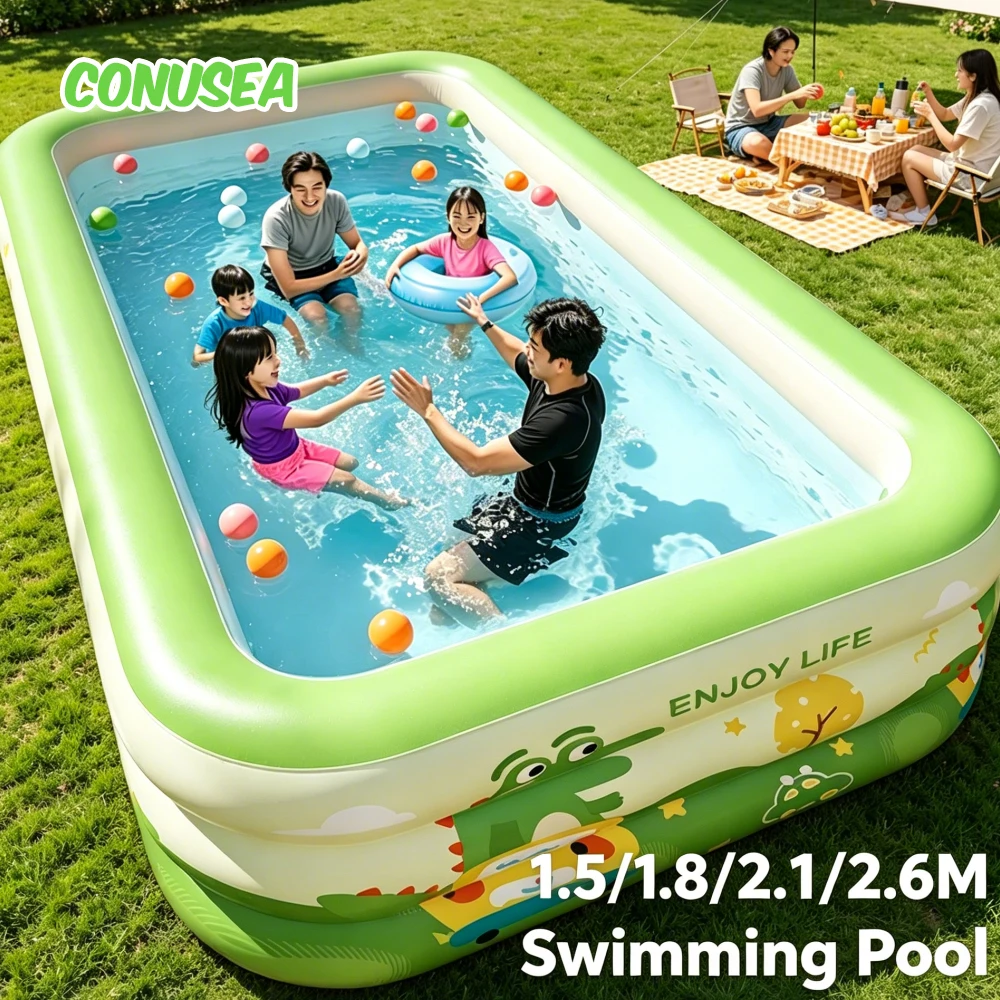 1.5-2.6M Inflatable Swimming Pool Portable Foldable Pool for Kids Adults Family Backyard Above Ground Outdoor Garden Water Party