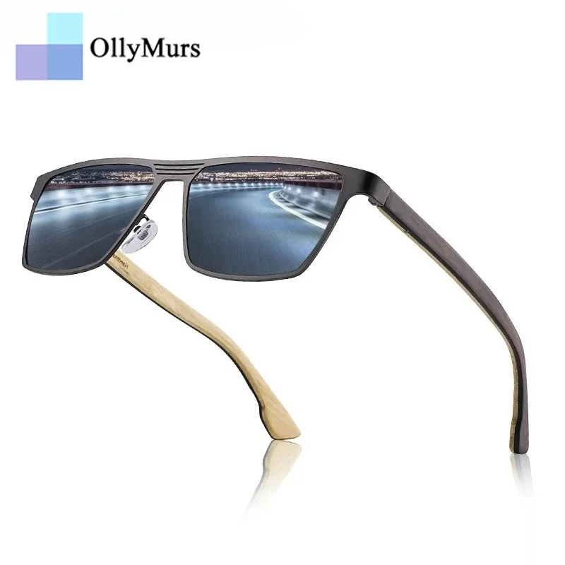 

OLLYMURS модные поляризационные мужские солнцезащитные очки в стиле ретро, квадратные, деревянные, UV400, оптические зеркальные солнцезащитные очки для вождения, женские 8045