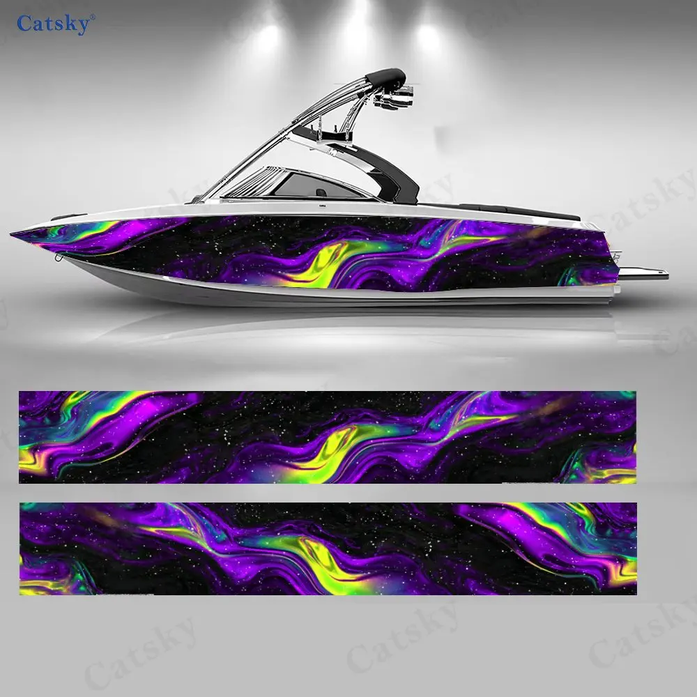 

2 шт. ярких неоновых виниловых наклеек «Галактика» для лодок, водонепроницаемые, прочные, из ПВХ, для рыболовных судов, стильный дизайн, подарок