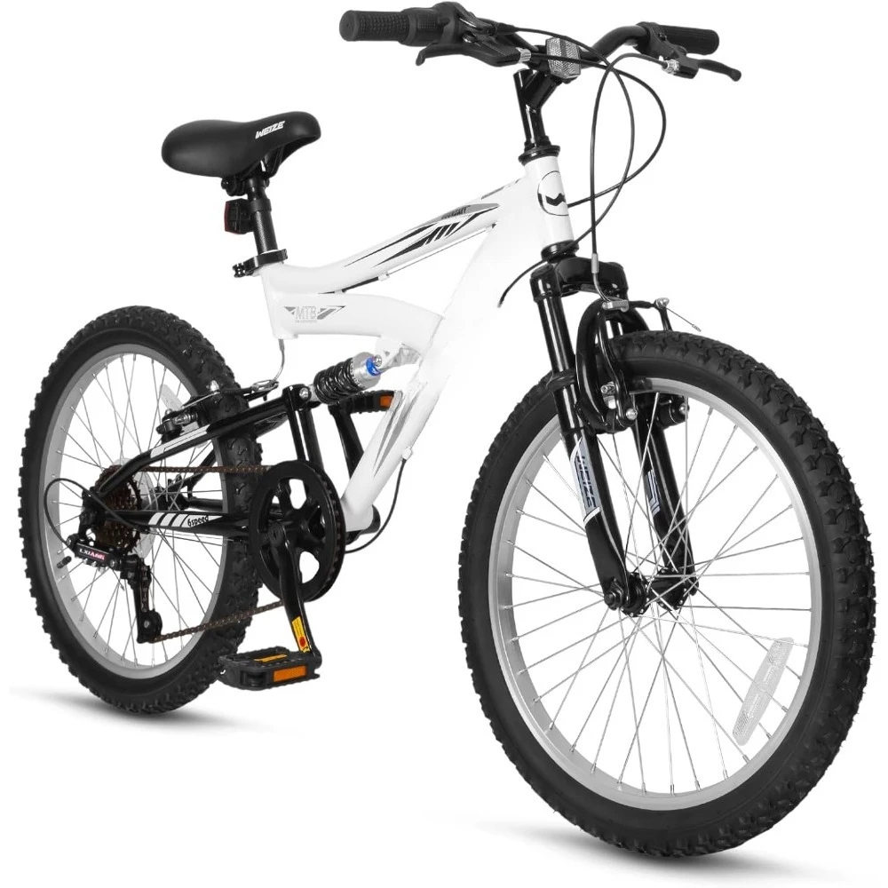 

Детский горный велосипед, 20 24-дюймовых детских велосипедов для мальчиков и девочек 6–14 лет с двойной полной подвеской, 6-скоростной привод