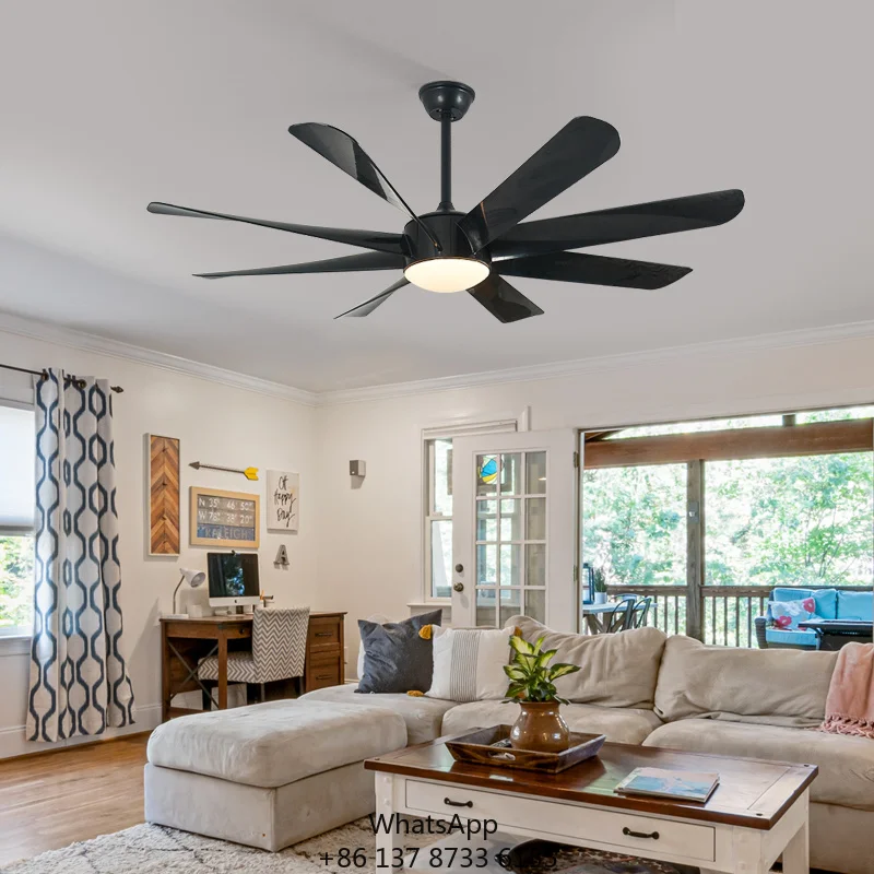 Model 804 62inch Electric DC Motor Modern Ceiling Fan Light Remote Control 8 Blades Plastic Material Timer Household Hotel