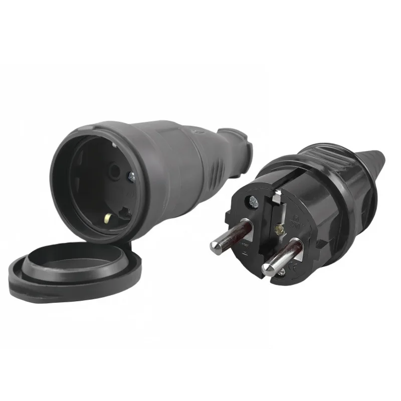 European IP44 High-Power Industrial Rubber Waterproof Plug Socket, Male and Female Docking Stage, European Connector