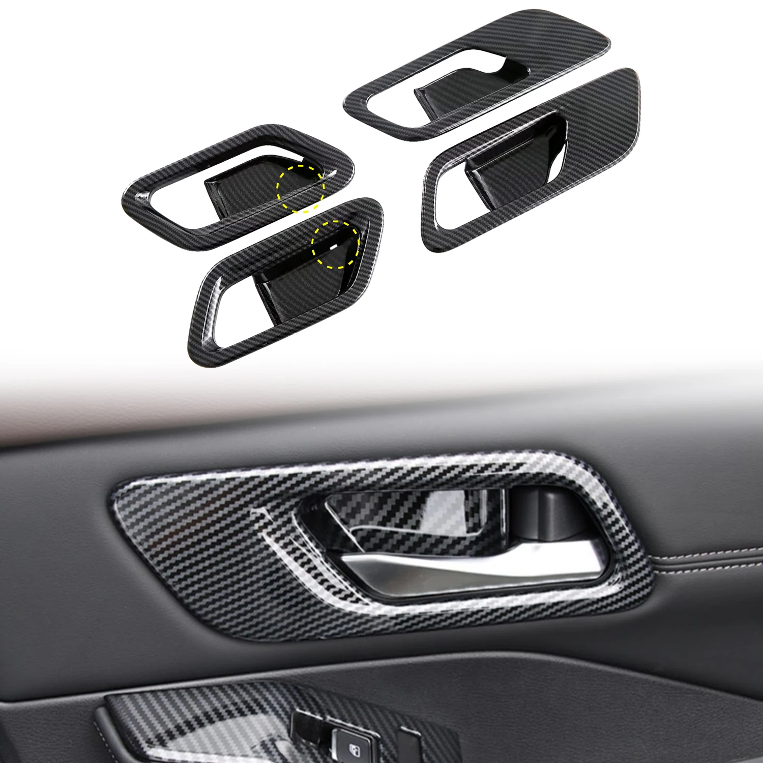 

For Nissan Qashqai J12 2021 2022 2023 Auto Car Accessories Interior Door Handle Bowl Frame Cover Carbon Fiber Style Trim 4pcs