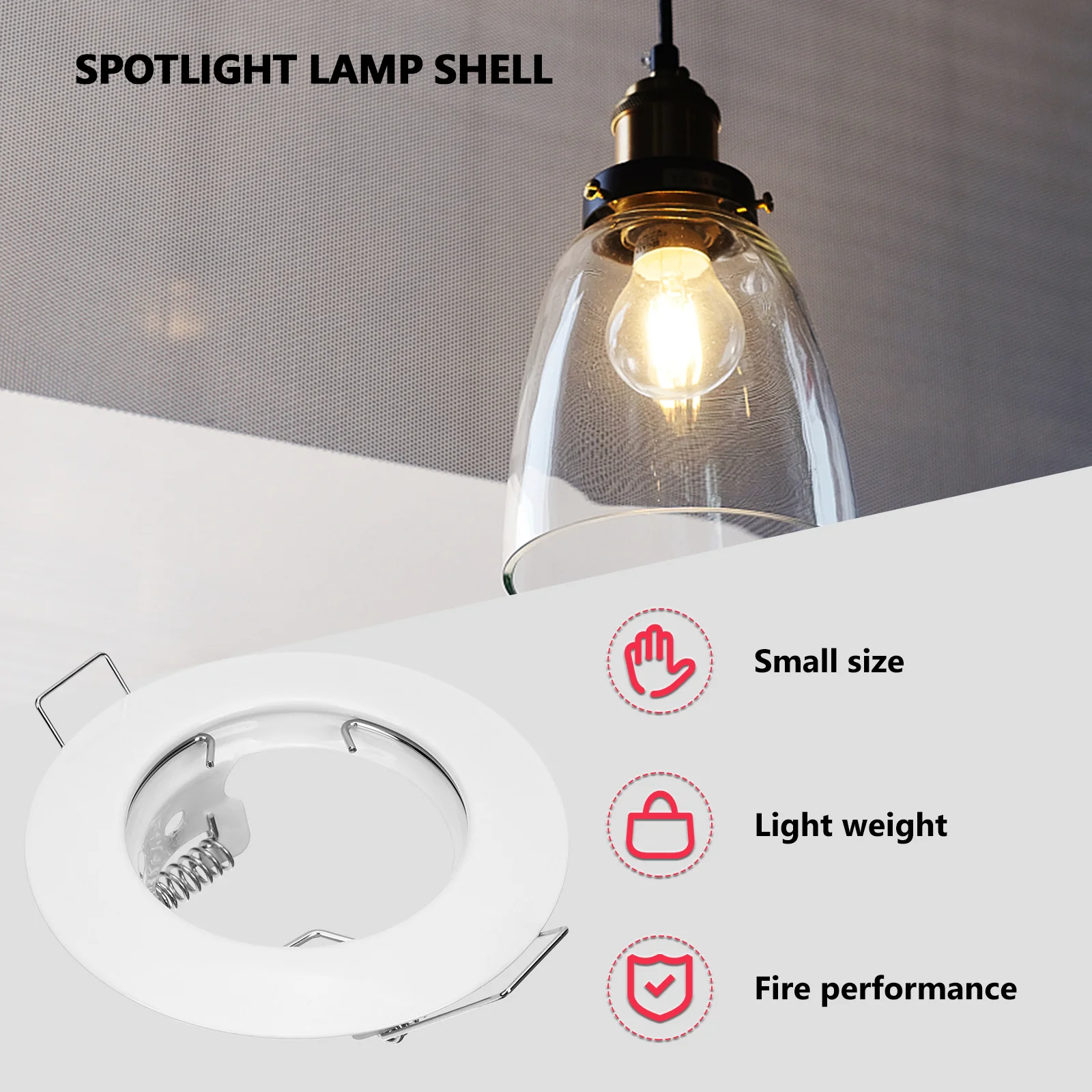 

2pcs Recessed Light Trim Ring Gu10 Metal Cover For Ceiling Can Lighting Fixtures Replacement Decorative Housing Clips