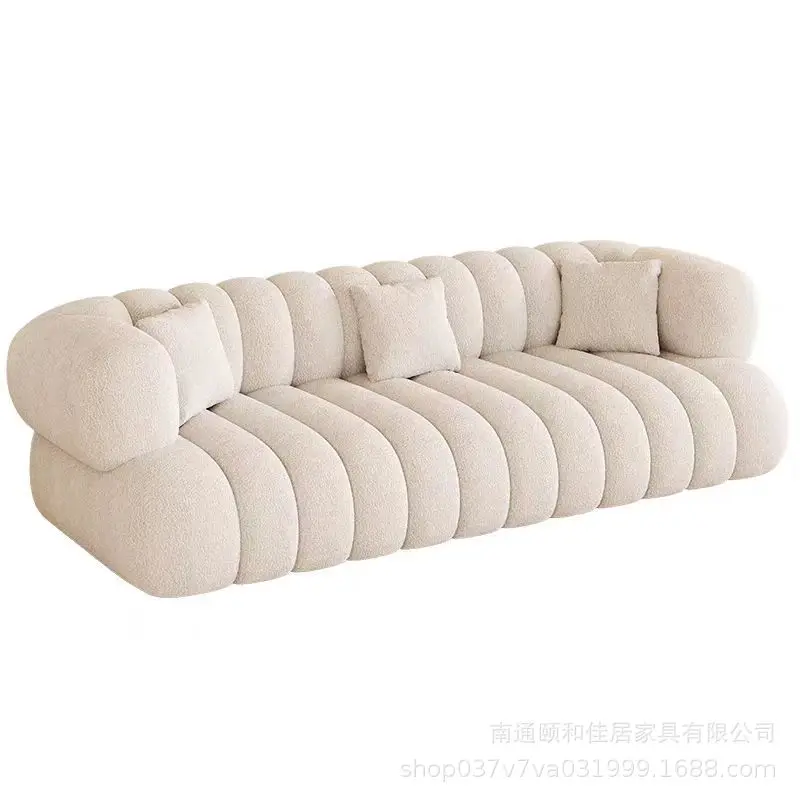 

French cream style fabric sofa living room modern high-end small apartment rental room home minimalist double sofa