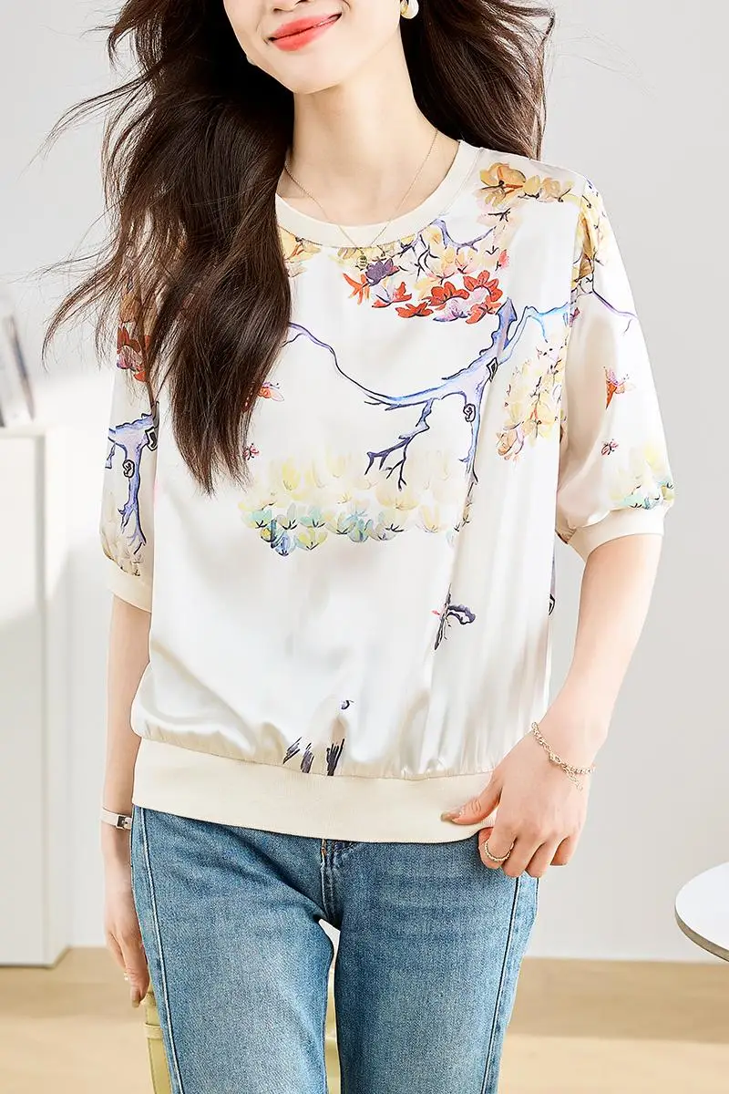 Trendy printing short Sleeve T-shirts for ladies Fashion women Tees 2024 Spring Summer T-shirts Casual Tops