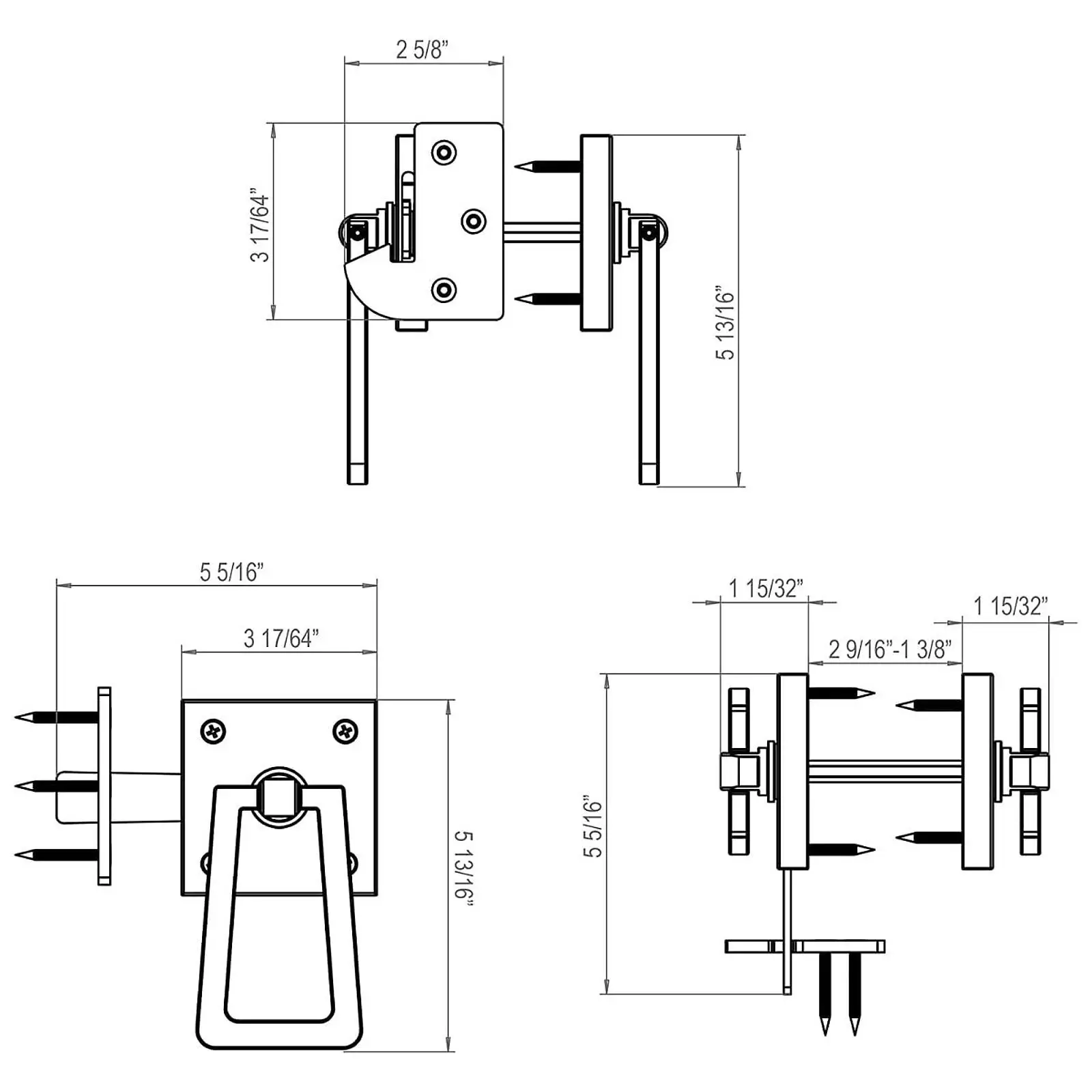 Double Side Gate Latch, 5-13/16