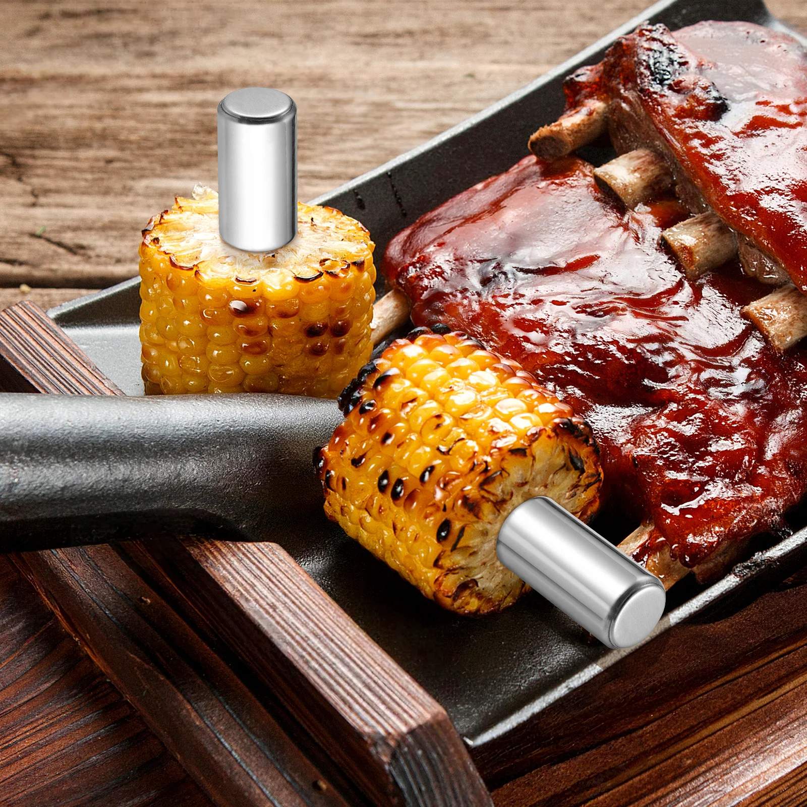 

10Pcs Premium Stainless Steel Corn Forks Smooth Safe Edges Ideal for Bbq Beach Parties Kitchen Gadgets Silver Fruit Forks