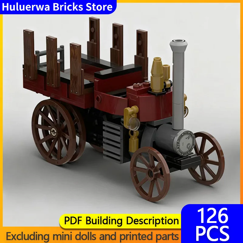 

City Car Model MOC Building Bricks Retro Steam Powered Car Modular Technology Children Holiday Gifts Assemble Toys Suit
