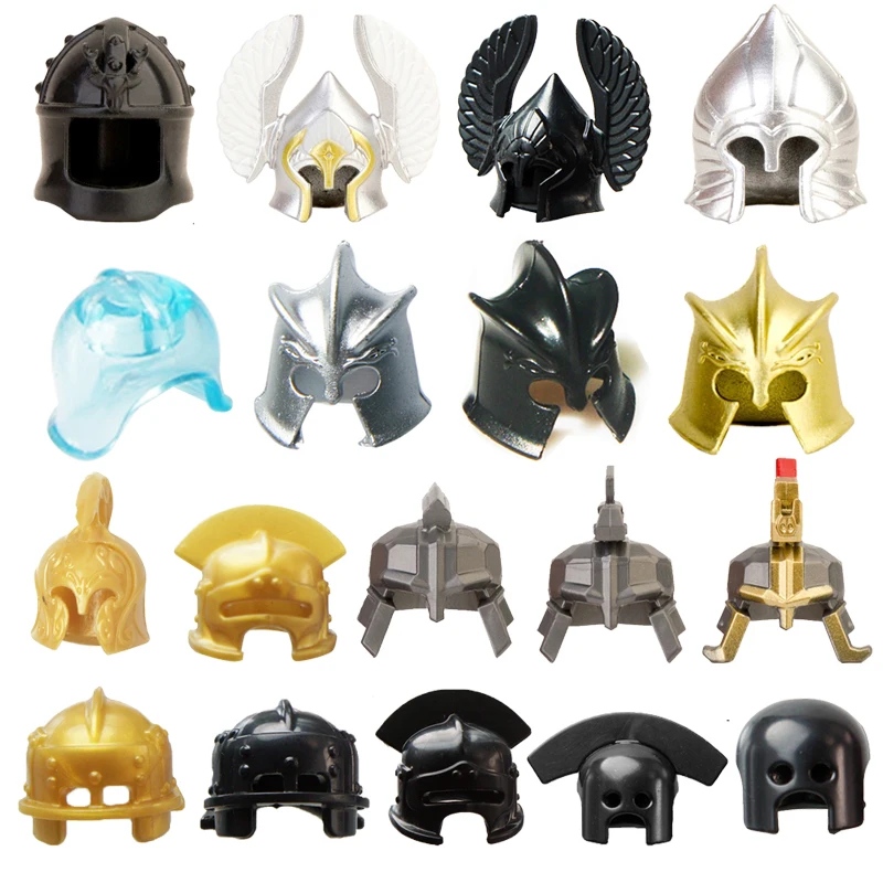 100PCS MOC Medieval Weapons Rome Warriors Dwarf Strong Orc Soldiers Helmet Building Blocks Brick Accessories Toys For kids Gifts