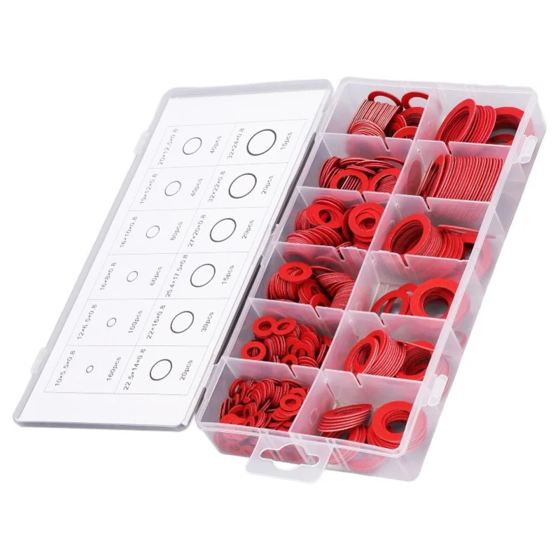 600PCS Flat Washer Assortment Insulation Alloy Steel Paper Fiber Sealing Gasket Multiple Sizes