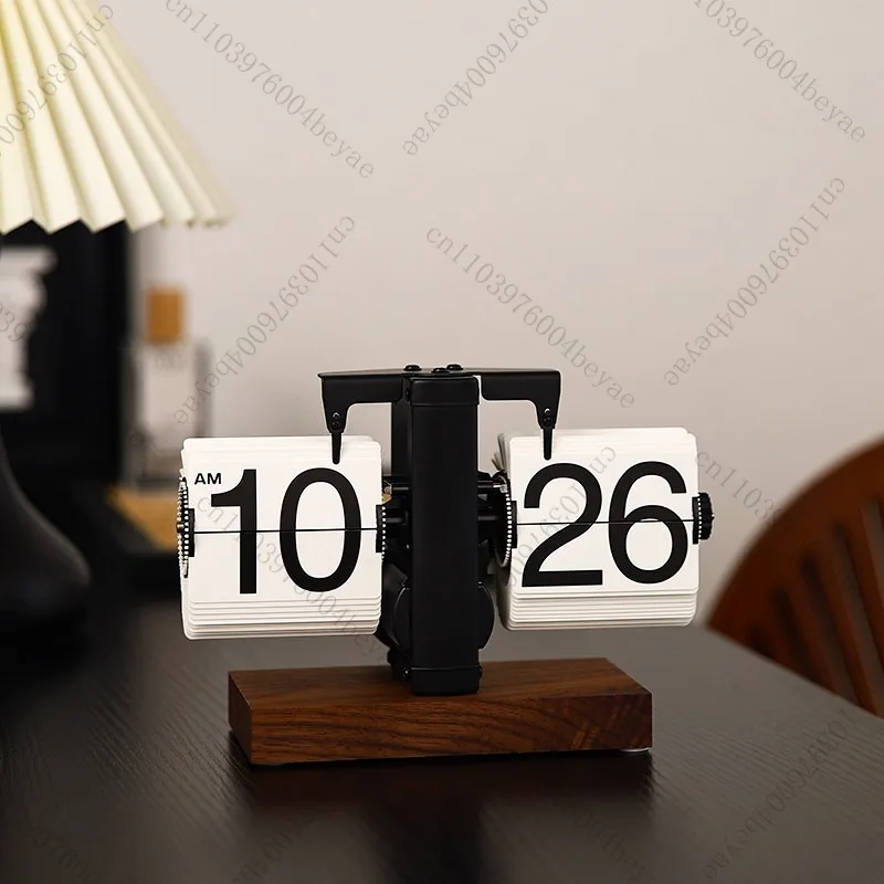 Automatic page turning mechanical clock calendar ornament light luxury desktop living room TV cabinet