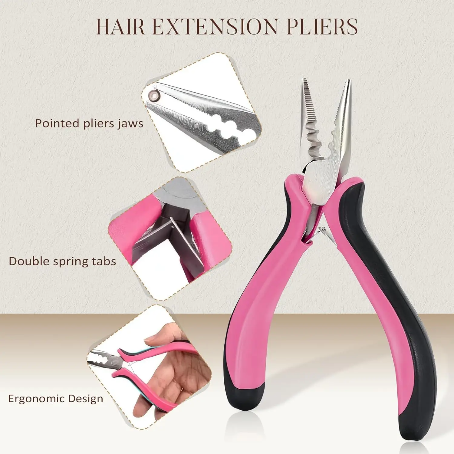 Hair Extension Tools Kit- Silicone Lined Micro Rings,Plier,Threader,Crochet Hook,Clips,Comb, Mini Rubber Bands with Storage Case