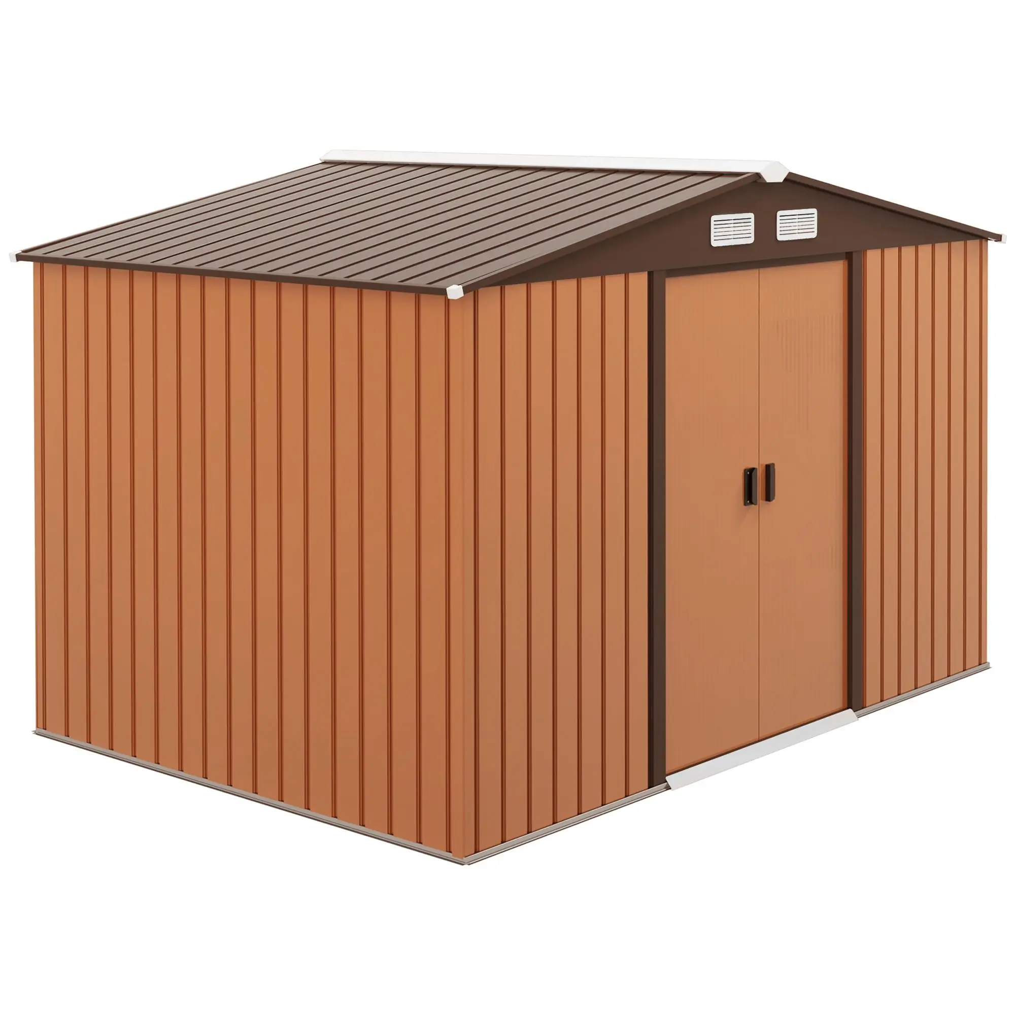 

For Outsunny 9' x 6' Metal Storage Shed Garden Tool House with Double Sliding Doors, 4 Air Vents for Backyard, Patio & Lawn, Bro