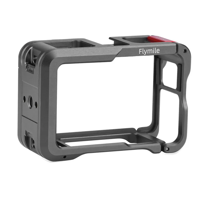 Aluminum Metal Cage for  DJI OSMO ACTION4/3/5Pro Quick Release Knob,Shockproof Frame Case with Dual Cold Shoe Mounts