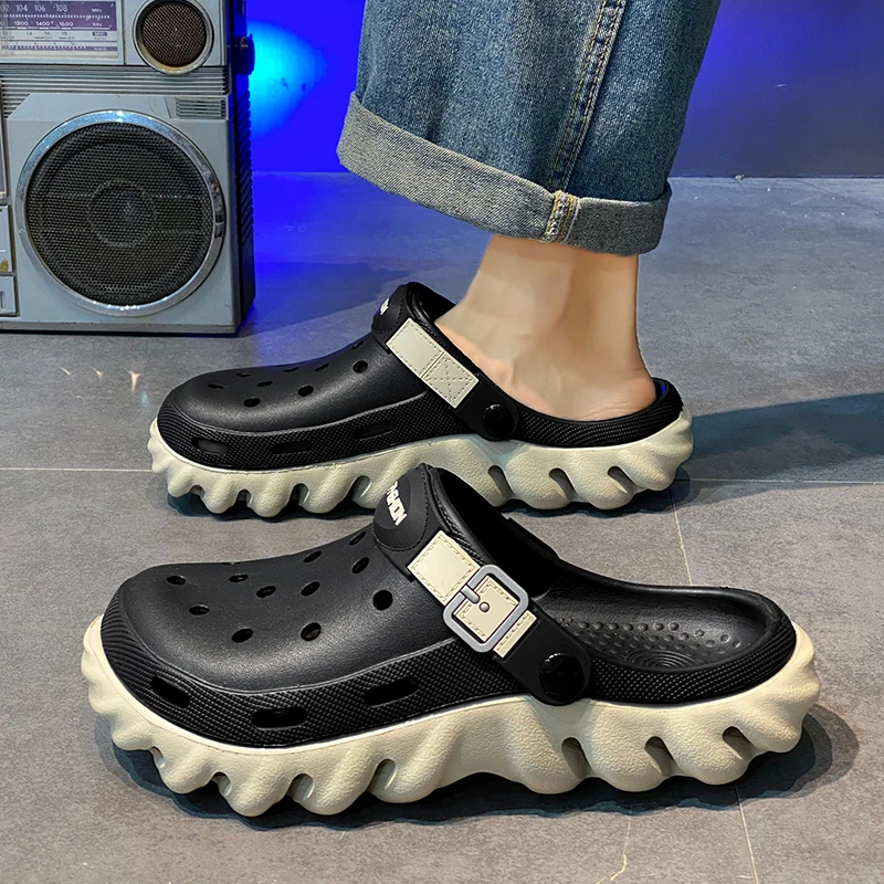 

Пляжные тапочки, нескользящие туфли из ЭВА с открытым носком, удобные и удобные носки, новинка 2025, летние мужские сандалии, спортивная уличная обувь