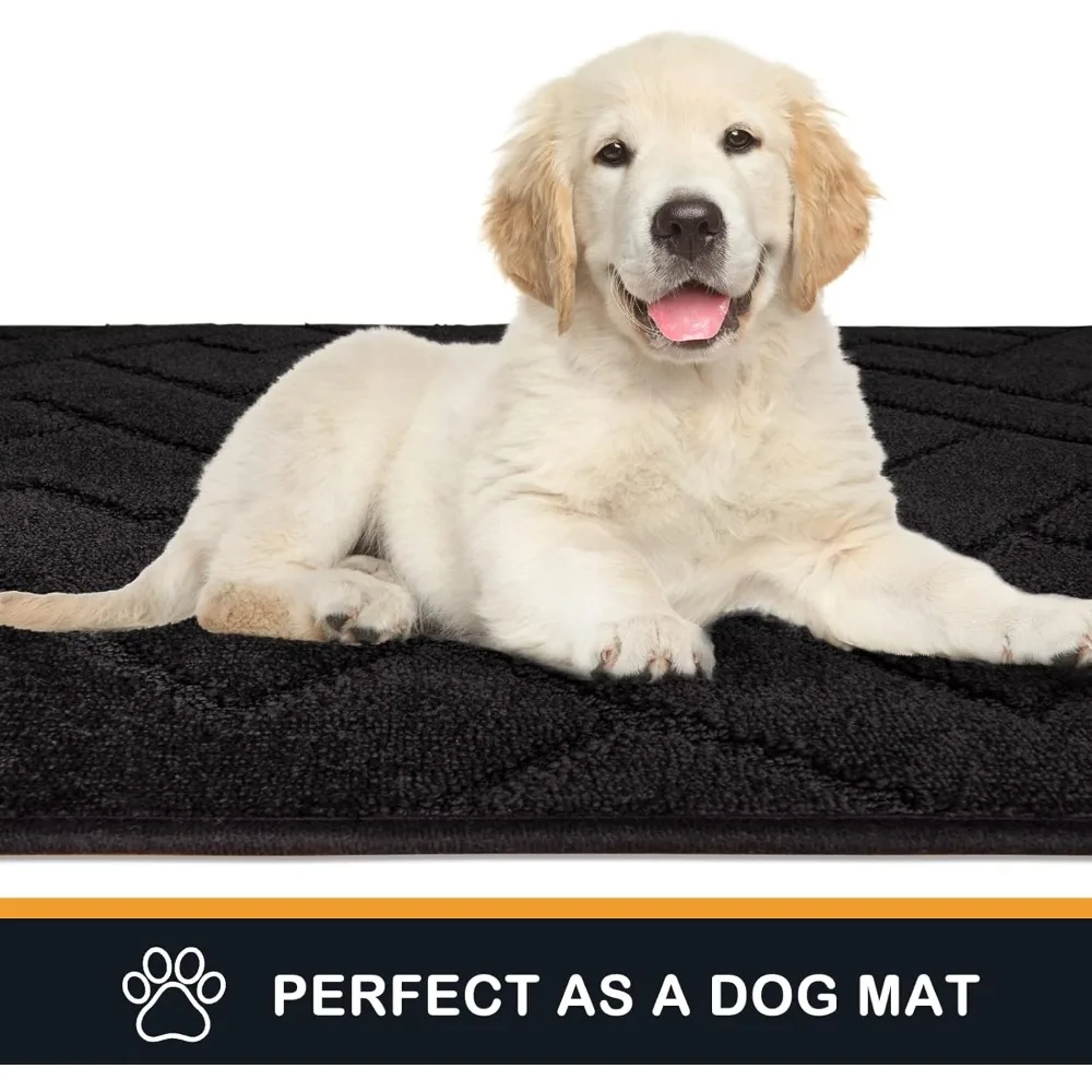 

Dirt Trapper Door Mat 32" x 47", Non-Slip Machine Washable Entry Rug,for Front & Back Door, Muddy Wet Shoes & Paws, Black