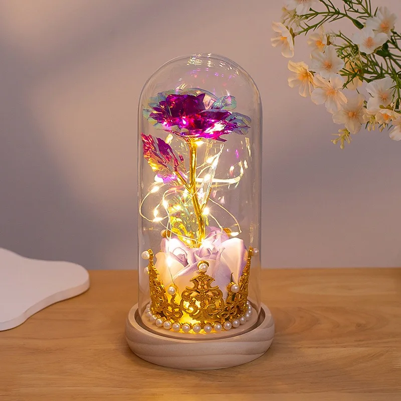Wedding Birthday Valentine's Day Christmas Gift Eternal Flower Led Luminous Ornament For Women Mom Girlfriend Wife Home Decor