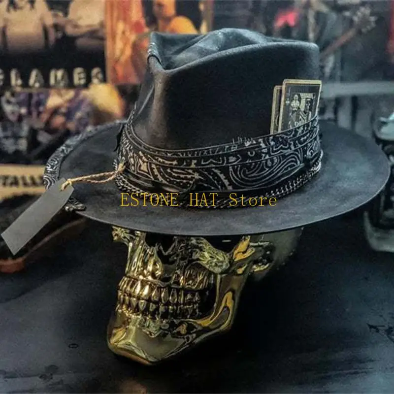 

49MF ковбойская шляпа с черепом на Хэллоуин, стильный головной убор для костюмированных вечеринок, реквизит для фотографий