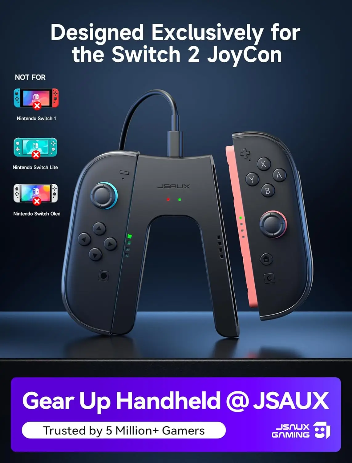 JSAUX Ergonomic Switch 2 Charging Controller for Nintendo Switch 2, Magnetic Controller, Compatible with Switch 2 Joycon