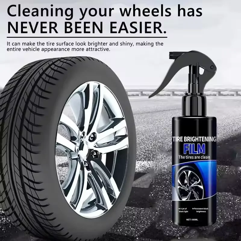 Tire Coating Spray High Gloss Hydrophobic Sealant Wax Car Wheel Polishing Brightener Auto Care Re-Black Tire Refurbishing Agent