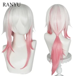 Long Straight White ombre Pink Wig Synthetic Anime Game Cosplay Fluffy Heat Resistant Wig for Daily Party
