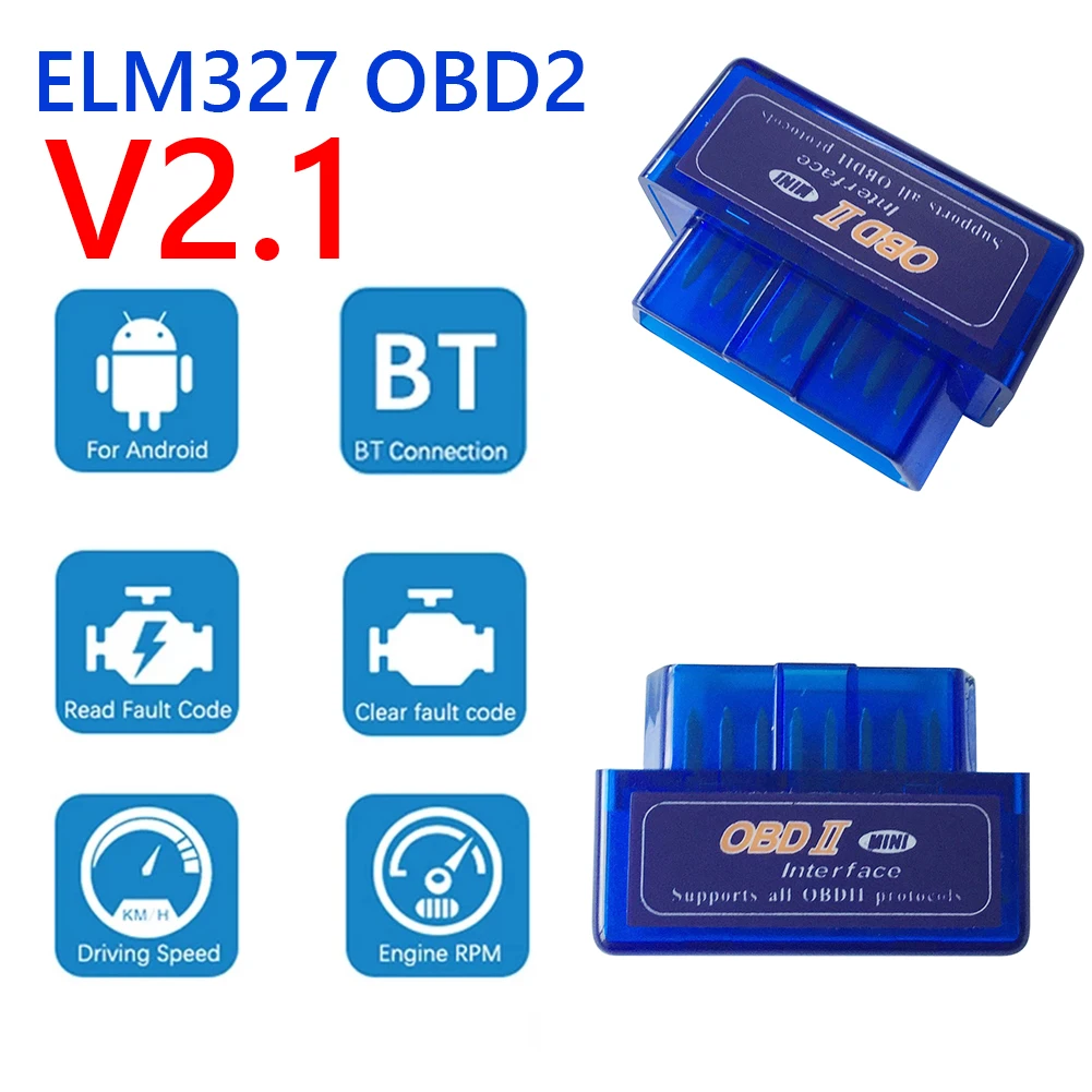 Escáner ELM327 V2.1 OBD2 para iOS, Android, lector de código OBDII compatible con Bluetooth, herramienta de diagnóstico de coche, Detector de fallos del motor