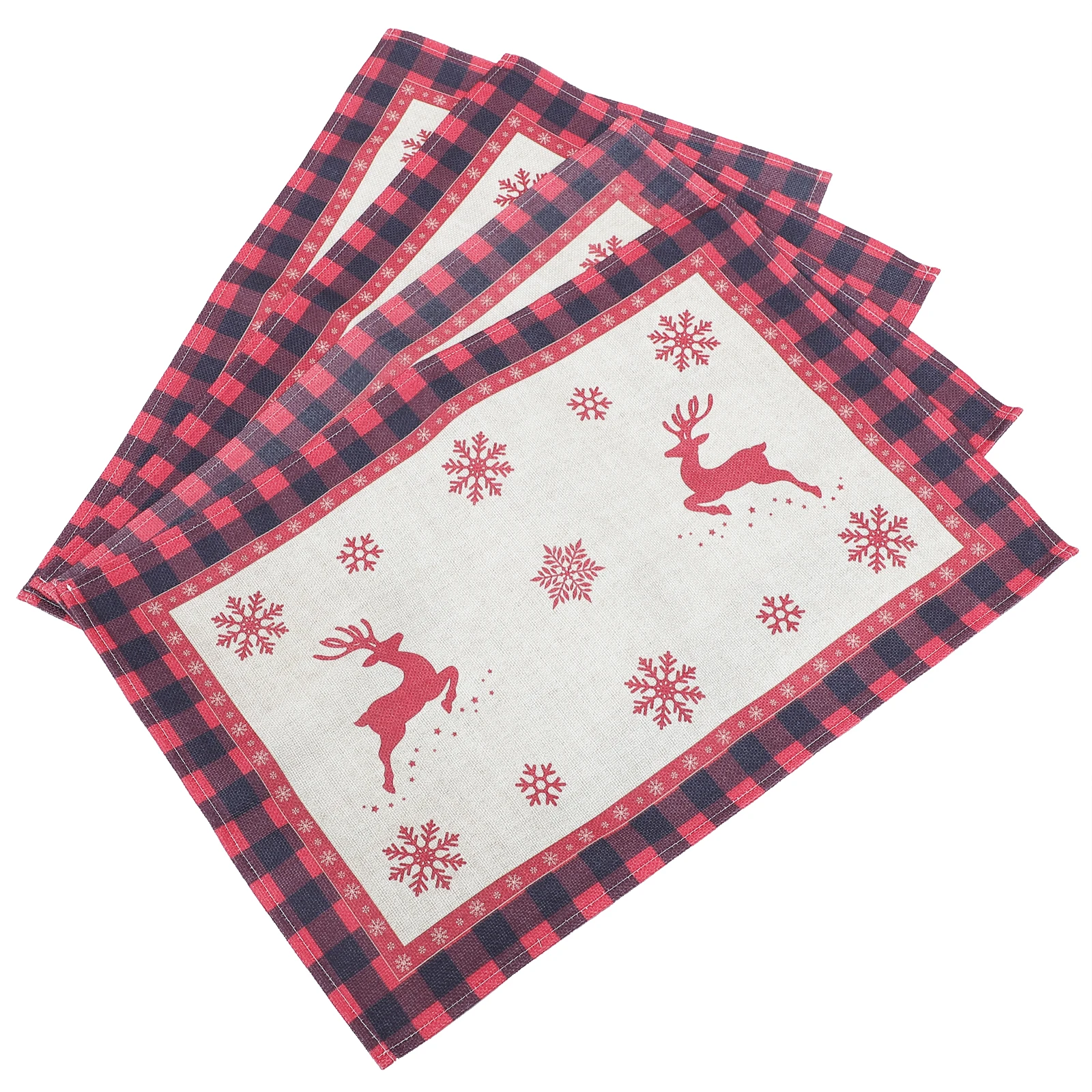 

4 Pcs Mat Cotton Xmas Table Pad Protection Pads Christmas Table Mat Decor Cloth Dinner Decoration Xmas Holiday