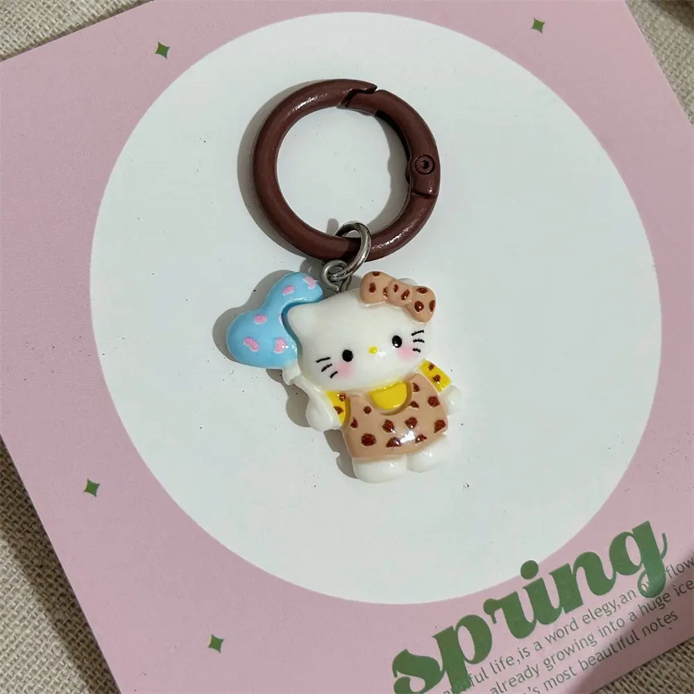 Sanrio HelloKittys Leopard Print Series Keychains for Bestie Christmas Gifts Funny Cat Pendant Decorated Bag Accessory