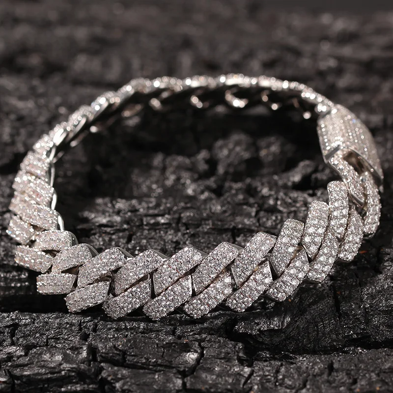 

Хип-хоп AAA + кубический цирконий Bling Iced Out с открытым замком, бесшовный кубинский браслет-цепочка в стиле Майами для мужчин, ювелирные изделия в стиле рэпер, подарки
