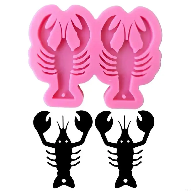 37JB Lobster Keychain Earrings Epoxy Resin Mold Jewelry Pendant Silicone Mould DIY Crafts Necklace Casting Tool