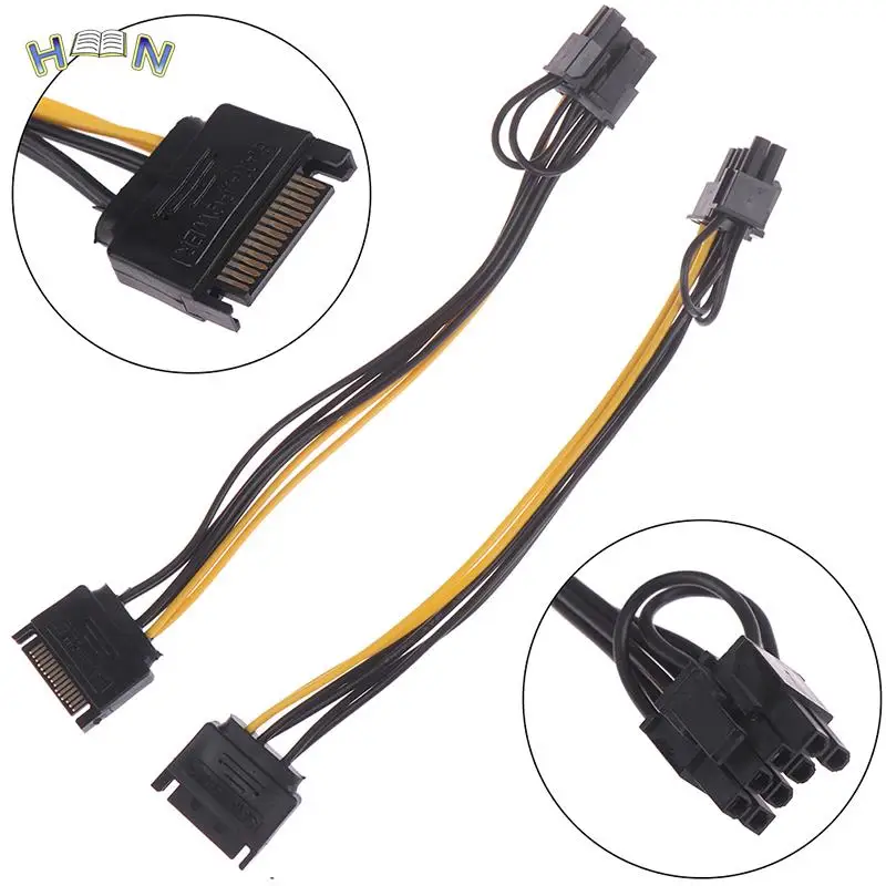 1 Pc 15pin Sata Male Naar 8pin(6 + 2) pci-E Voeding Kabel 20 Cm Sata Kabel 15-Pin Naar 8 Pin Kabel Draad Voor Grafische Kaart