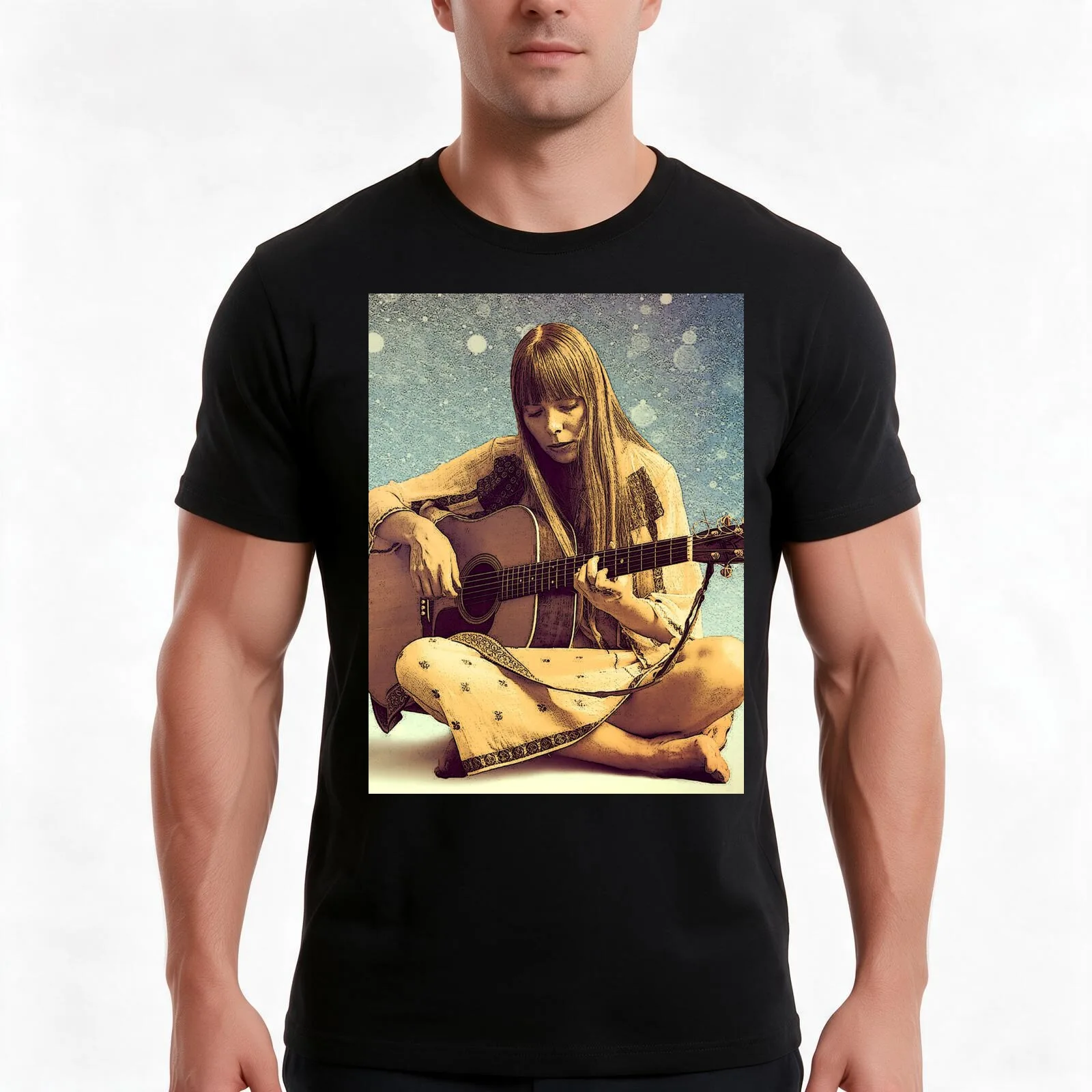 Joni Mitchell T-Shirt, Summer Casual Cotton Tee, Oversized Streetwear Tops, Vintage Graphic Print, Loose Fit Short Sleeve