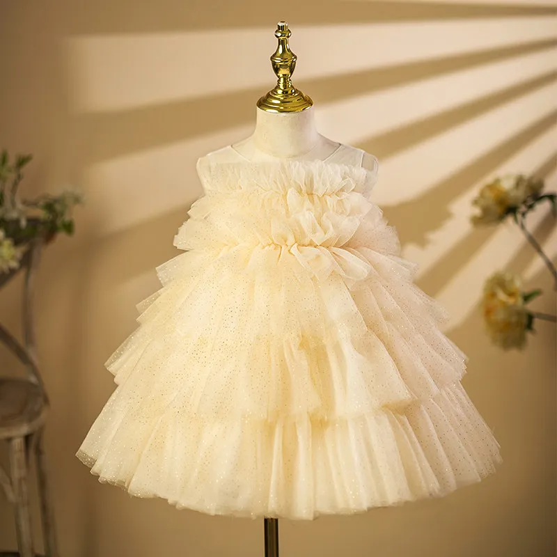 

2026 Children Girls Formal Princess Dress New Elegant Kids Gown Flower Girl Birthday Performance Party Banquet Wedding Clothes