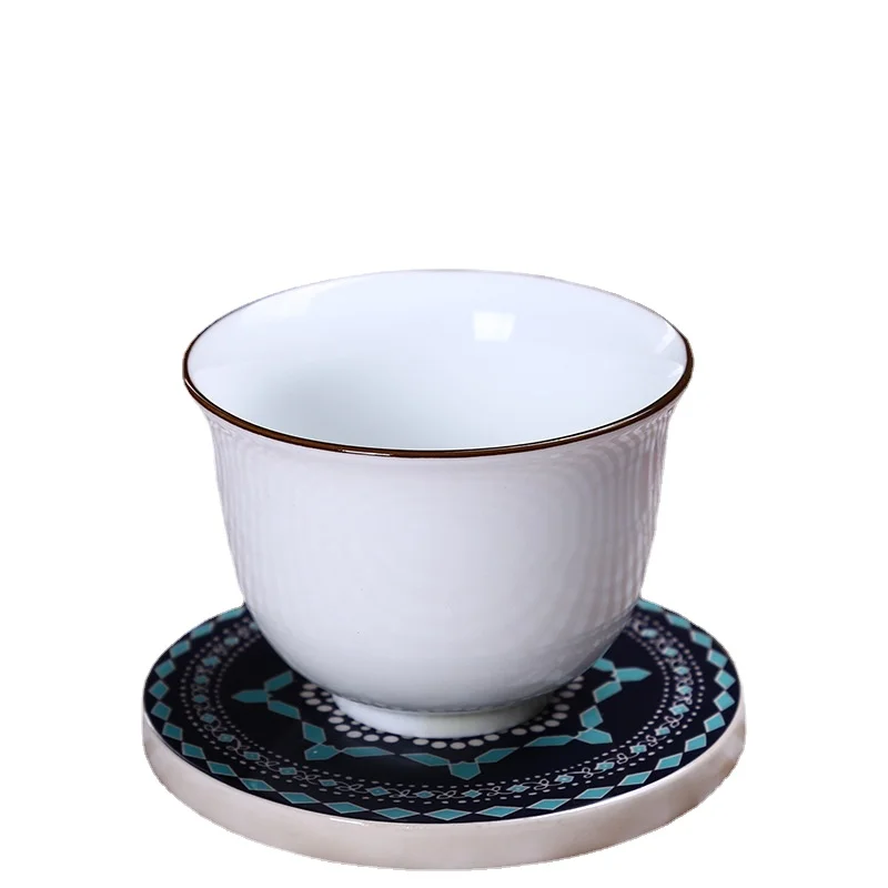 HF Pure White Household Simple and Creative Small Cup Restaurant Water Cup Japanese Ceramic Tea Cup Without Handle Drinking Cup