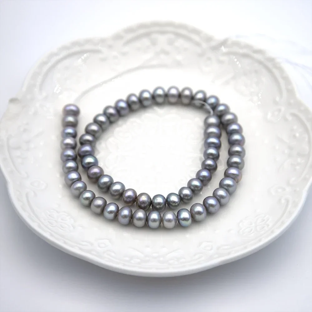 

AAA Grade 8-9mm Hot New Arrivals High-quality Gray Natural Freshwater Pearl 37cm Jewelry Making Necklace Bracelet Accessories