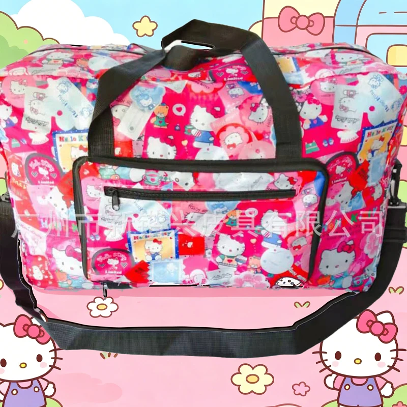 

Cinnamoroll Anime Travel Bag Kuromi Hello Kittys Water Proof Cartoon Portable Fold Can Be Fixed To The Trolley Case