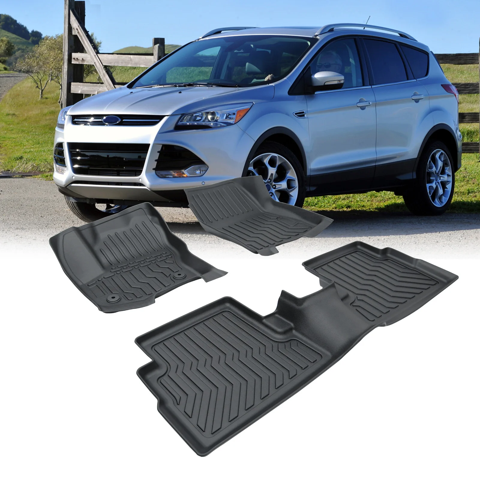 TPE Rubber Car Floor Mats For 13-19 Ford Escape & 13-18 C-Max