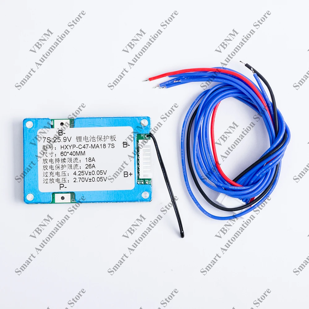 Bms-リチウムイオンバッテリー管理ボード,7s,29.4v,18a,nc温度保護付き,e-bikeの一般的なポート,60x40x6.3mm,パッシブバランス
