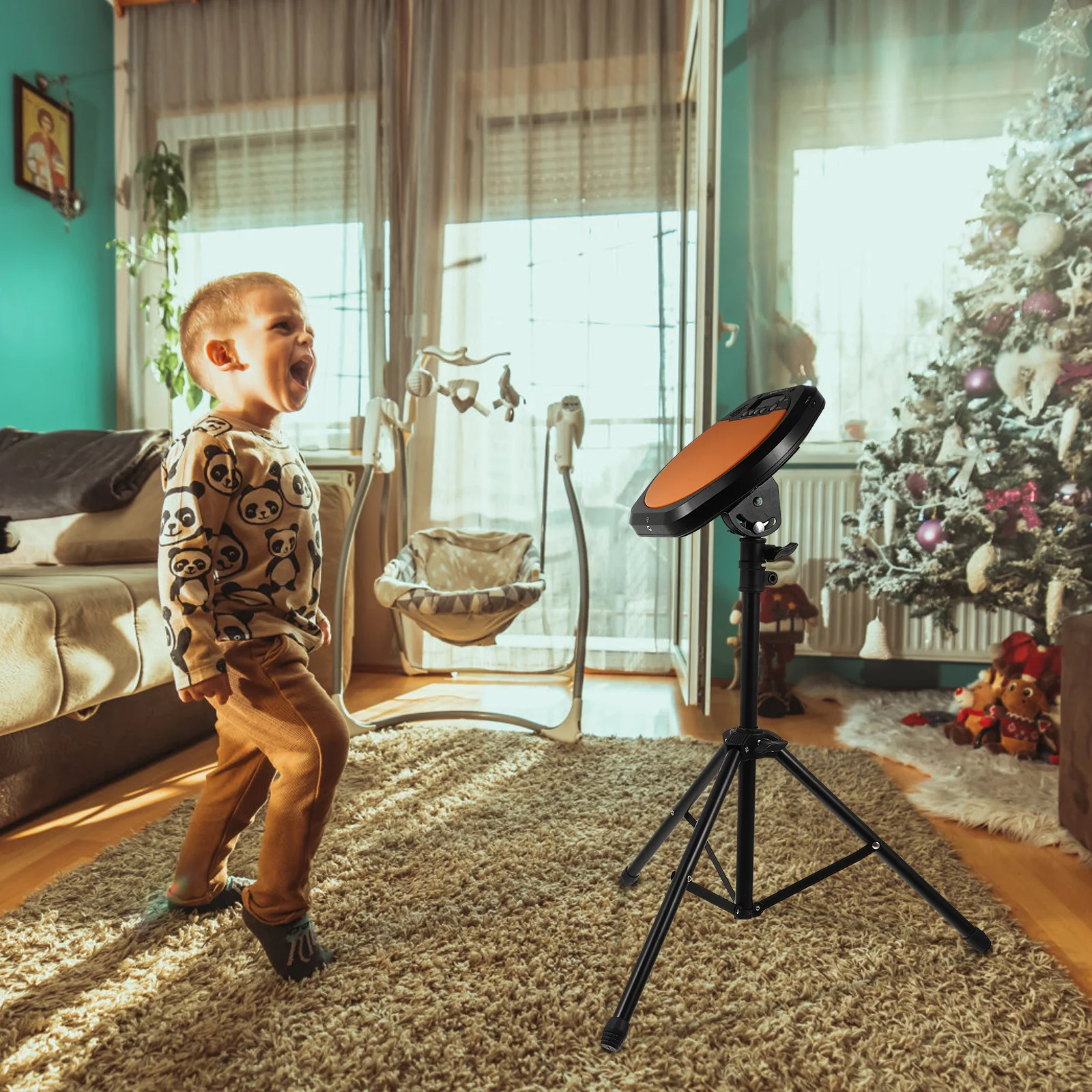 1 مجموعة 1 مجموعة طبل رف قابل للتعديل ارتفاع أسود معدني حامل ثلاثي القوائم للداخلية كمين ممارسة البكم طبل حامل قرع الملحقات