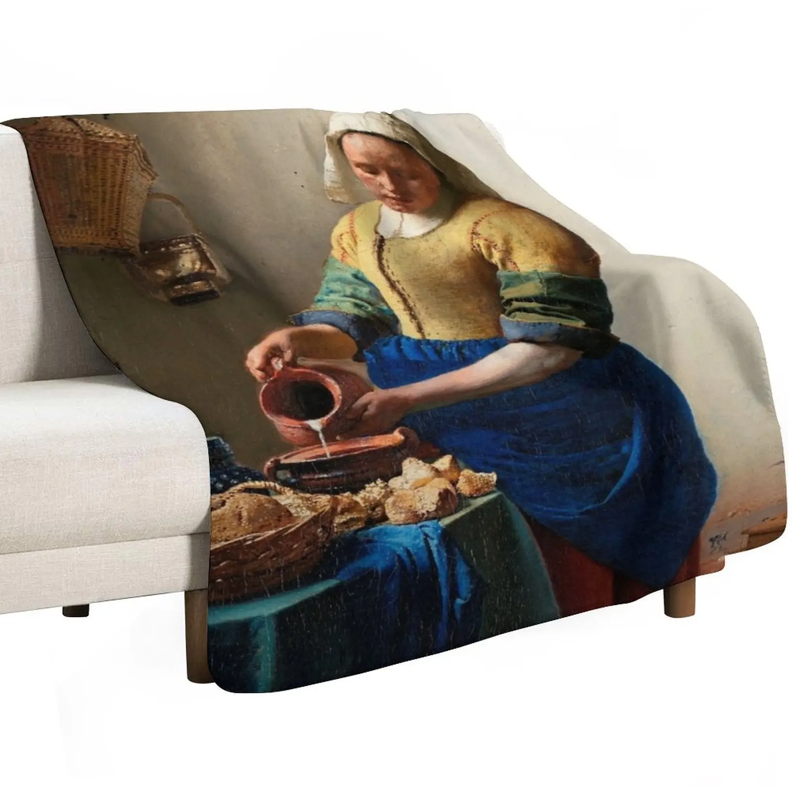 

The Milkmaid (ca. 1660) by Johannes Vermeer Throw Blanket Cute Thins Personalized Gift Blankets