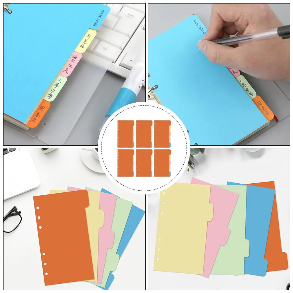 

30 pcs Loose-Leaf Paper Refills With Plastic Tabs Index Dividers For Pocketbook Journal Organizer Stationery Set Notebook