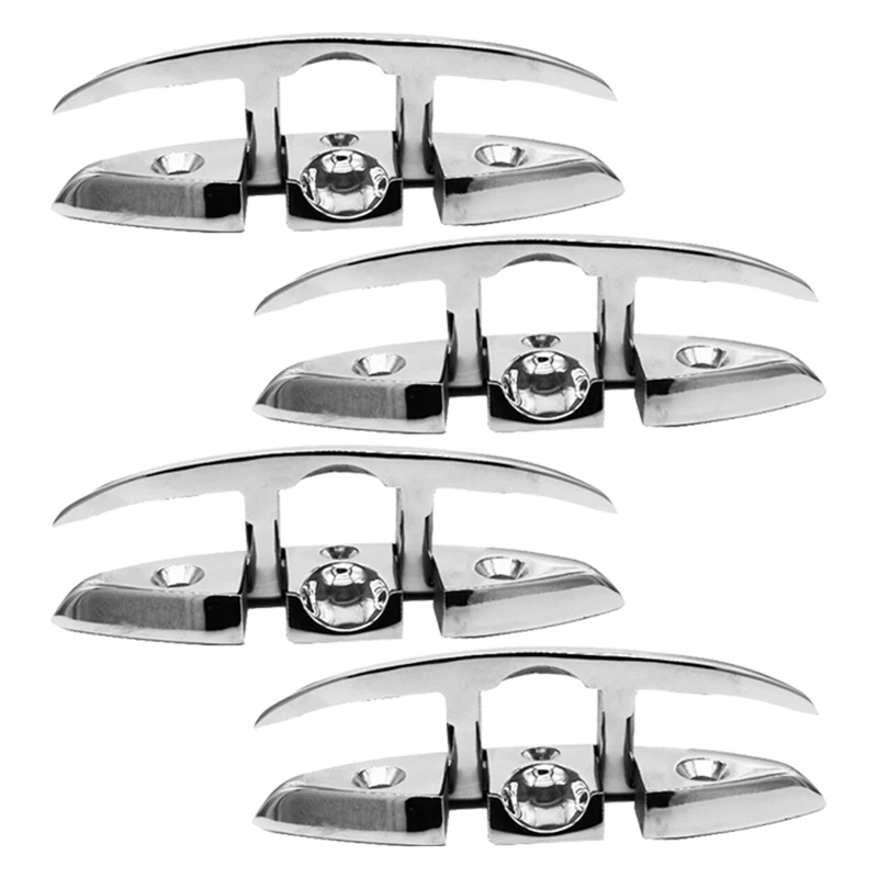 

Stainless Steel Cleat Foldable Boat Cleats Folding Deck Mooring Cleat Flush Mount Cleat, 4PCS,6Inch