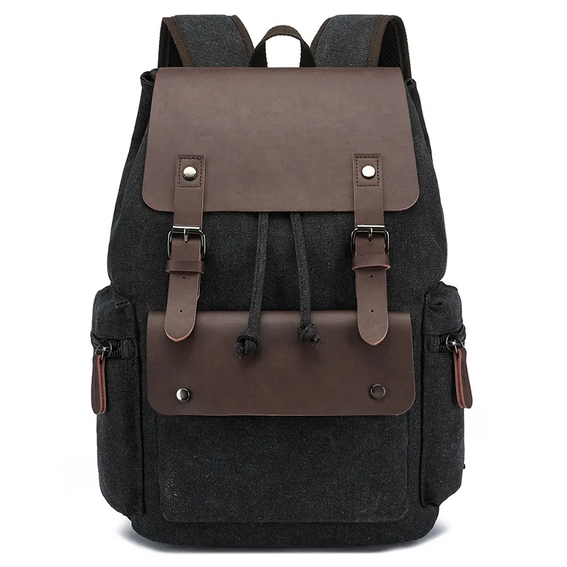 الرياضة في الهواء الطلق قماش ستوكات الجلود الرجال على ظهره رحلة عمل خفيفة الوزن متعددة الوظائف العصرية حقيبة الكمبيوتر #6