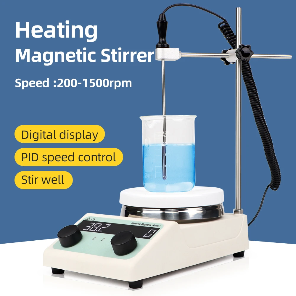 Heating Magnetic Stirrer LED Display Thermostatic Stirrer Hot Plate Magnetic Mixer 1500rpm Mixing Machine for Laboratory