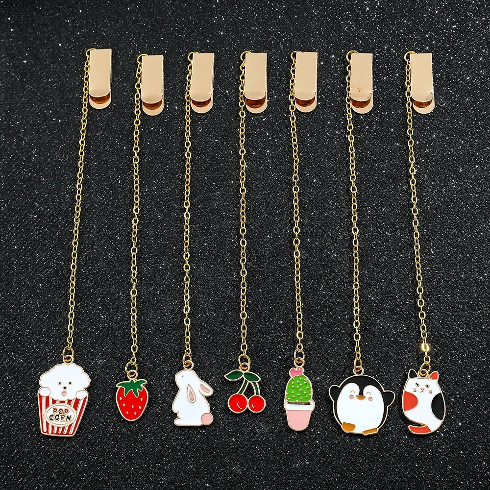 Cute Simple Pendant Bookmark Strawberry Strawberry Cherry Dog Clips for Reader Bookworm Page Mark Stationery Supplies Gifts