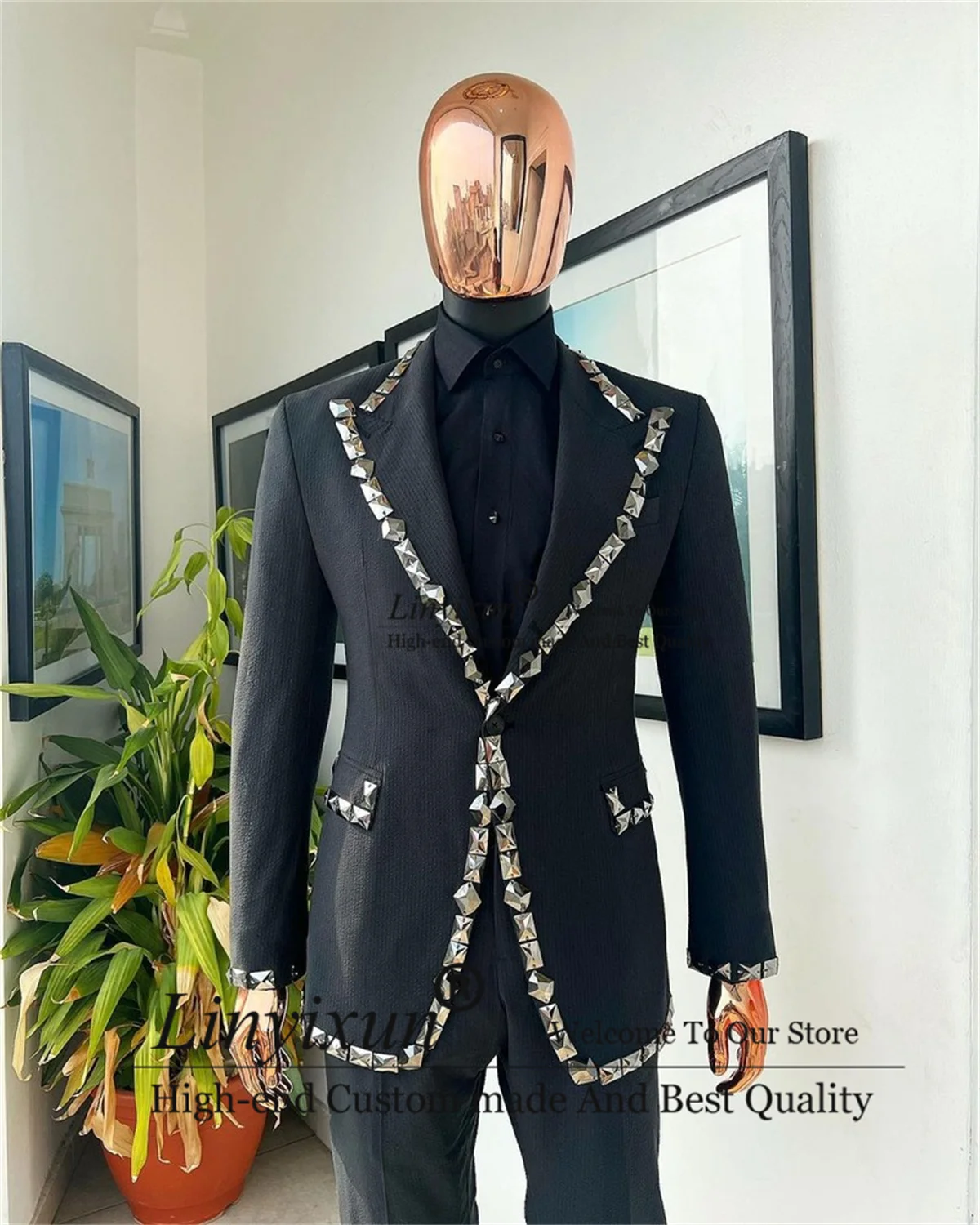 Customized Crystal Embroidery  - Young Men Formal Wear review and price